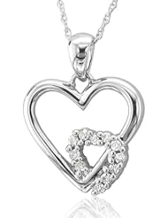 10k White Gold Heart Diamond Pendant Necklace (HI, I, 0.10 carat)