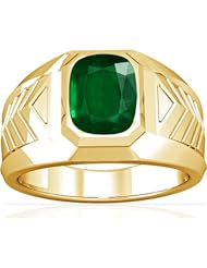 18K Yellow Gold Cushion Cut Emerald Solitaire Ring
