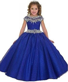 YOGHOURT Princess Girls Crstal Ball Gowns Prom Dance Pageant Dresses 8 US Royal Blue