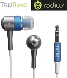 Radius RAHP01BL / RA-HP01BL / RA-HP01BL Tru-Tune Ultra-light Aluminum Earbuds W/ Noise Isolation, iPhone Compatible - Shuffle Blue (Designed in Japan)