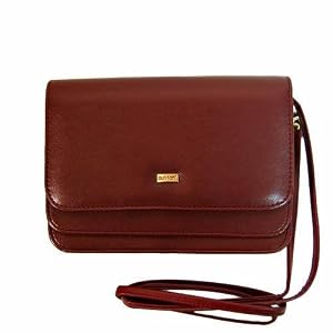 Buy BUXTON BURGUNDY DOUBLE FLAP MINI BAG CLUTCH ORGANIZER WALLET HANDBAG W SHOULDER STRAP by Buxton