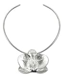 Natural orchid silver choker, 'Perfect Circle'