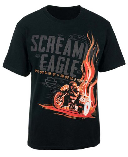 Harley-Davidson Screamin' Eagle Men's Trailing Flame Black T-Shirt HARLMT0202