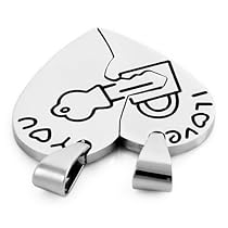 2pcs Silver Stainless Steel Heart Love Key Lock Lovers Pendant Necklace