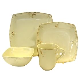 Churchill China Country Crafts Sandstone (Oatmeal) Square 16-Piece Dinnerware Set, Service... by Churchill China