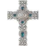 Inspirational Wall Cross ( Small) Ornate Oval Conch in Silver Resin (A364) by Regal Gift