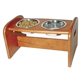 Richell Wood Pet Food Pedestal, Medium, Autumn Matte Finish