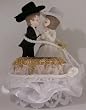 Cowboy Couple with Hay Bale Western Cake Top