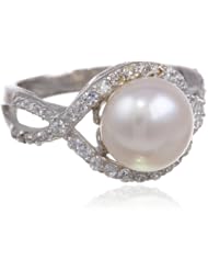 Bella Pearl Swivel Pearl Cubic Zirconia Ring
