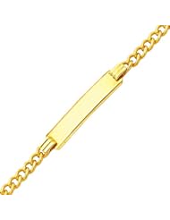 14K Yellow Gold 3.0mm Hollow Baby ID Concave Curb Bracelet with Spring Ring Clasp - 6" Inches
