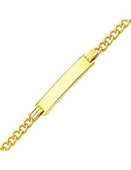 14K Yellow Gold 3.0mm Hollow Baby ID Concave Curb Bracelet with Spring Ring Clasp - 6" Inches