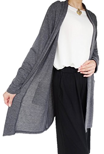 D&L co.ltd（ディーアンドエル） ニット トッパー ゆったり 無地 ロング カーディガン ブラック グレー