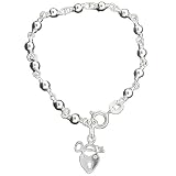 Sterling Silver 5 1/4 Inch Beaded Key and Lock Link Baby Bracelet