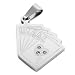 Mens Silver Stainless Steel Poker Cards Heart Pendant Necklace