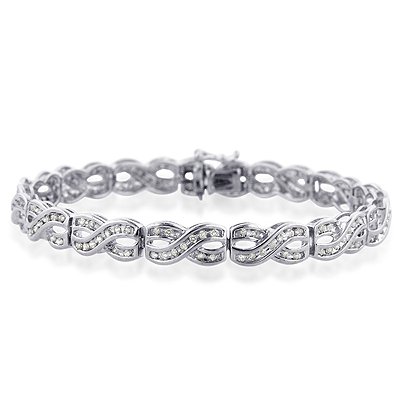 1.00 Carat Diamond Infinity Bracelet in Sterling Silver - 7.5"