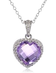 Sterling Silver Gemstone and Diamond Accent Heart Pendant Necklace, 18"