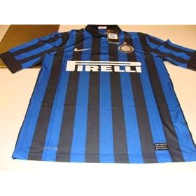 Team Inter Milan 2011/12 Soccer Home Jersey Short Sleeves Boys L Series A League - Men's Soccer T-Shirts