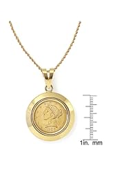 $5 Liberty Gold Piece Half Eagle Coin in 14k Dome Shape Bezel (30" - 14k Gold Rope Chain)