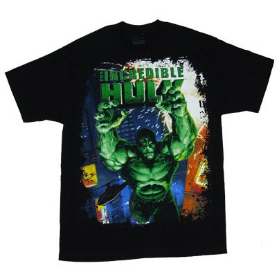  MARVEL THE INCREDIBLE HULK "ADVERTEE" Licensed Black Tee -- 2008 Official Movie Merchandise