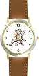 Sitting Cherub or Angel Theme Cherub or Angel Theme - WATCHBUDDY&reg; DELUXE TWO-TONE THEME WATCH - Arabic Numbers - Brown Leather Strap-Size-Large ( Men's Size or Jumbo Women's Size )