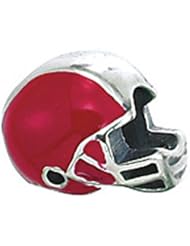Zable (tm) Sterling Silver Red Football Helmet Pandora Compatible Bead / Charm
