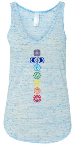 Yoga Clothing For You Ladies Colored Chakras Flowy V-Neck Tank Top