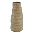 Handcrafted Spring Fresh Terracotta Abstract Vase With Green And Cream Swirl Design