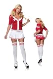 3Pc Varsity Vixen, Cardigan Top, Skirt, And Haze Me Panty (Red/White;X-Small)