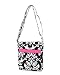 Monogrammable Pink Black & White Damask Patterned Hipster Crossbody Handbag
