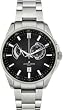 JACQUES LEMANS Men's Tempora Power Reserve GU175C Silver Stainless-Steel Swiss Quartz Watch with Black Dial