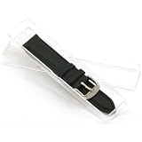 Black Leather Oilskin Watchband & Buckle Watch Band Long 18mm