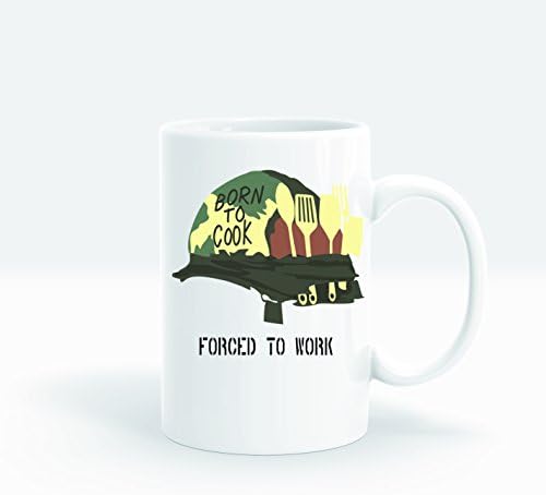Born to Cook - Forced to Work 15 oz Left Handed Coffee Tea Mug Cup