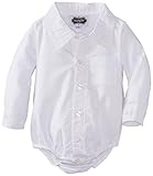 Mud Pie Baby-Boys Newborn Oxford Button Down Crawler, White, 9-12 Months