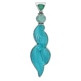Sterling Silver Turquoise Leaf Pendant w/ Blue Chalcedony & Caribbean Quartz by Sajen