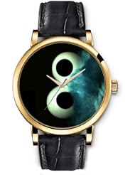 SPRAWL Aanalog Fashion Series Gold Ladies Watches of Genuine Black Leather Strap,Unique Wrist Watch for Women Girls Designed with Big eyes furry face