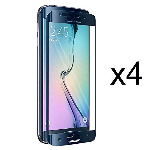Samsung Galaxy S6 Edge + (Plus) - 4 Pack - Premium [Full Edge Coverage] Clear Tempered Glass 0.33mm Lightning Shield Screen Protectors [Black] and Atom LED