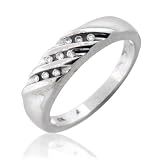0.25cttw Natural Round White (SI-Clarity,GH-Color) Diamond Men Band in 14k White Gold.