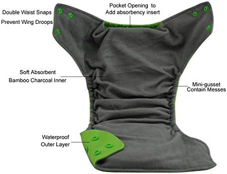 GroDiaper Reusable Bamboo Charcoal Baby Cloth Diaper with 2 insert (005)