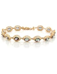 10k Yellow Gold Oval Mystic Topaz Greek Roman Designer Bracelet