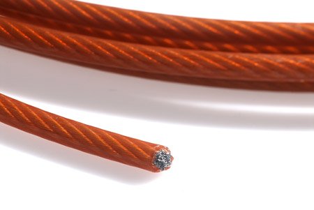 Loos & Co. Nylon Coated Galvanized Steel Wire Rope 15/32 Orange 7x19 14400lb Strength #G