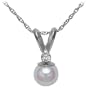 Freshwater Cultured Pearl 5.0-5.5mm Pendant w/ Diamond (.02ctw), 18"