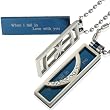 Fall in Love Stainless Steel Moon Star Cubic Zirconia Silver and Blue Pendant Necklace Couples Set 16"/20-24"