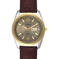 Armitron 2-Tone Watch with Brown Leather Strap