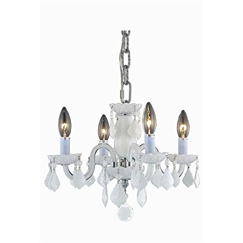 7804D15WH-WH/RC Rococo Collection 4-Light Hanging Fixture with Royal Cut White, White Finish