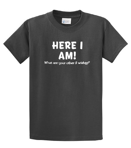 Funny T-Shirt Here I Am What Are Your Other Two Wishes-charcoal-xl Funny T-Shirt Here I Am What Are Your Other Two Wishes-charcoal-xl