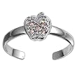 Sterling Silver Fashion Toe Ring - Apple with Pink CZ - 2mm Band Width