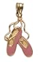 14k Yellow Gold Enamel Ballet Slippers Charm