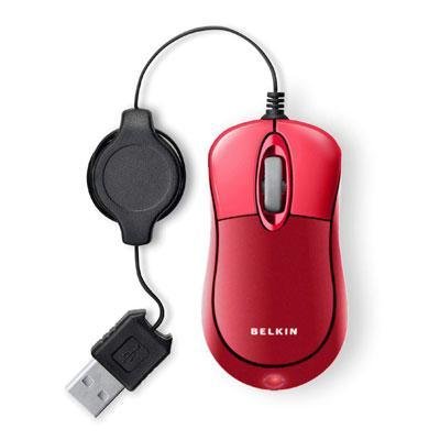 Belkin USB Mobile Retractable Mouse (Red)