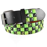SNAP ON GREEN SPLATTERED STUDDED BELT WITH BUCKLE FITS ANY BUCKLE