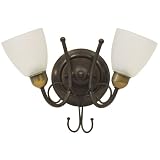 Globe Avila Two-Light Upward Wall Sconce, Bronze with Frosted Globes #62059